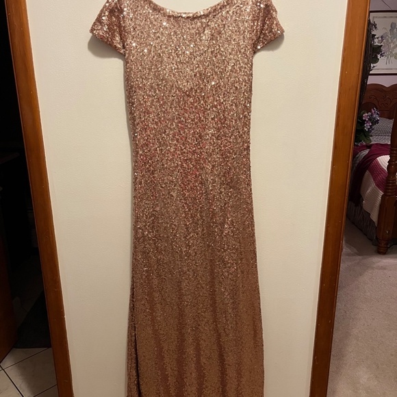 Revelry Rose Gold Sequin Bridesmaid Dress - Picture 2 of 8